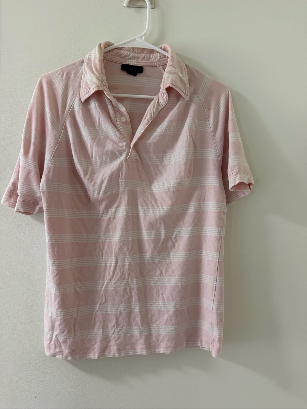 Express Men's Light Pink & White Striped Polo